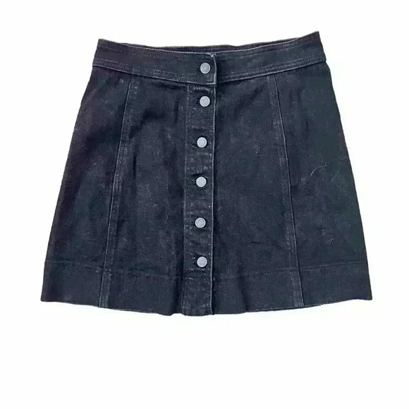 J. Crew Dresses & Skirts - J crew mercantile Button Front Mini Skirt Denim black womens Size 4